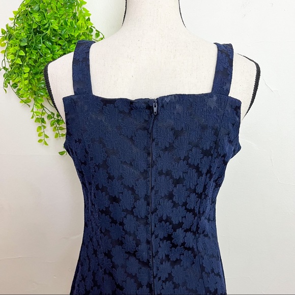 Vintage Triangle City Blue Emobroidered Floral Summer Dress Medium - Picture 6 of 10